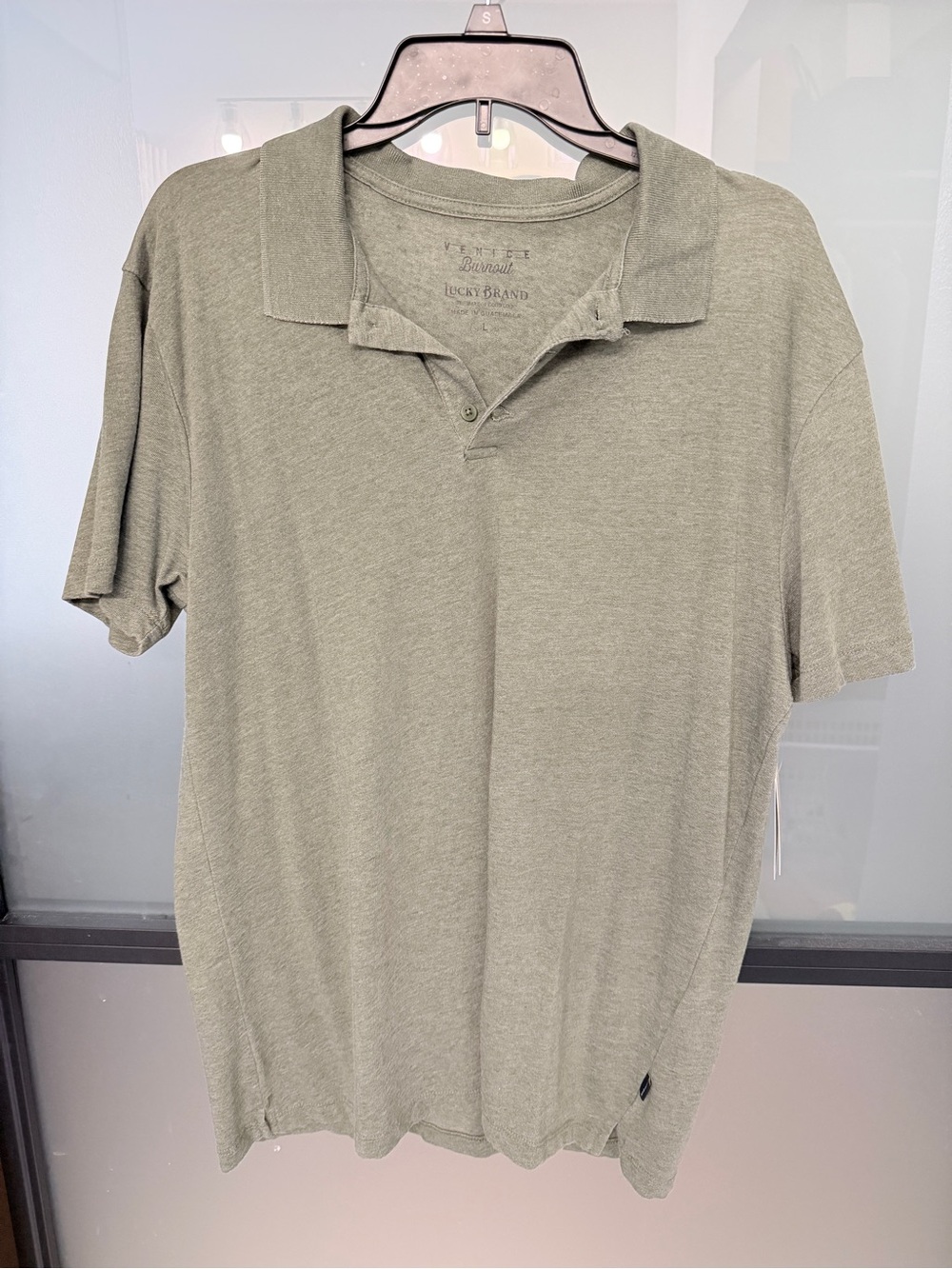 Lucky Brand Men's Olive Polo Shirt - Light Olive Green